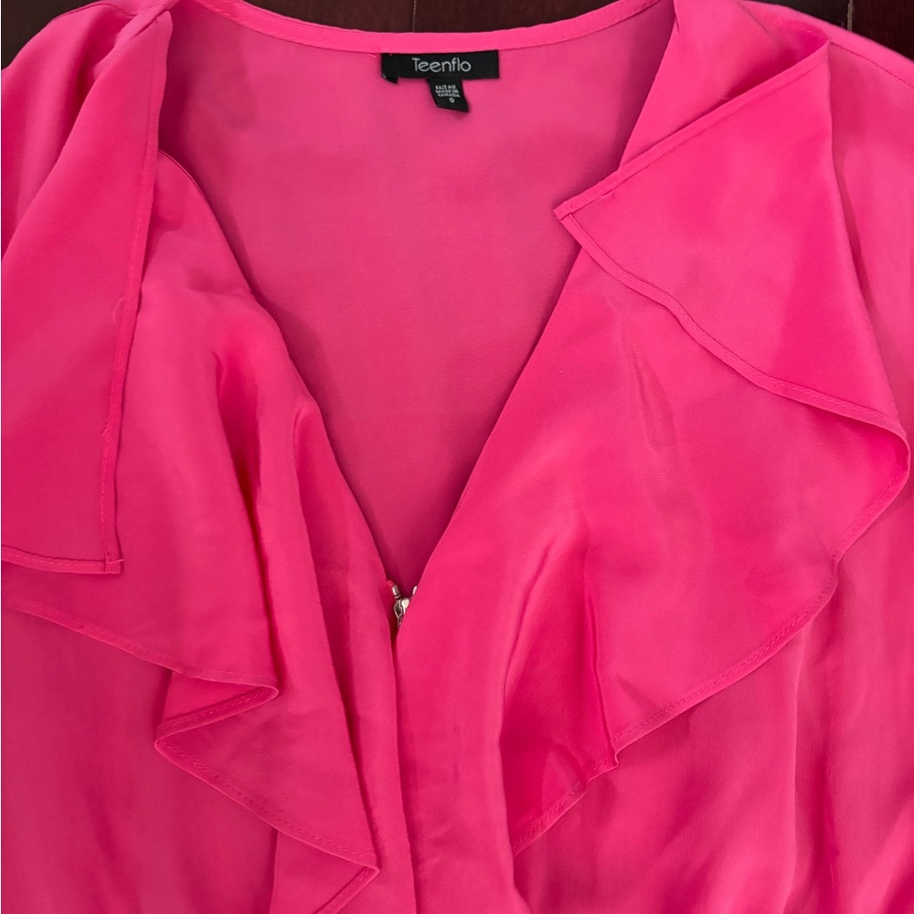 Teenflo Fuchsia Ruffle Mini Dress - Picture 2 of 3